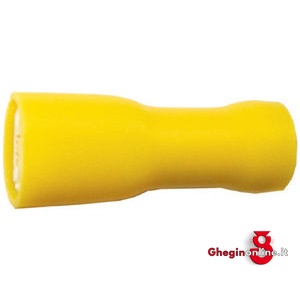 TERMINALI ISOLATI (CF.50PZ.) TIPO LAMELLARE FEMMINA GIALLO COMPLETAMENTE ISOLATO PER CAVI DA MMQ 4-6 208SE 6.6 TERMINALI (cf.50pz.) insulated terminals Prod. SCU