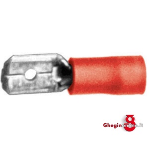 TERMINALI NON ISOLATI (CF.100PZ) TIPO LAMELLARE MASCHIO ROSSO PER CAVI DA MMQ 0,25-1,5 208T 6.3 TERMINALI (cf.100pz.) insulated terminals Prod. SCU