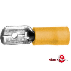 TERMINALI ISOLATI (CF.50PZ.) TIPO LAMELLARE MASCHIO GIALLO PER CAVI DA MMQ 4-6 208V 6.3 TERMINALI (cf.50pz.) insulated terminals Prod. SCU