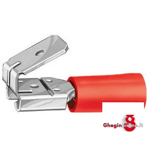 TERMINALI NON ISOLATI (CF.100PZ) TIPO LAMELLARE FEMMINA + MASCHIO ROSSO PER CAVI DA MMQ 0,25-1,5 208W 6.3 TERMINALI (cf.100pz.) insulated terminals Prod. SCU