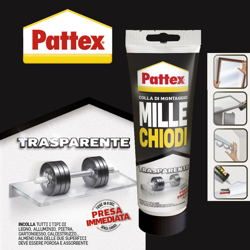 Colla montaggio Pattex 2251812 MILLE CHIODI Original Trasparente Colla montaggio (ord.min.1.00unità)