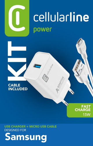 Caricabatterie Cellular Line ACHSMKIT15WMUSBW ADAPTIVE FAST CHARGER KI Caricabatterie USB (ord.min.1.00unità)