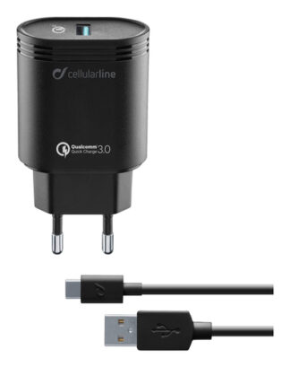 Caricabatterie USB Caricabatterie Cellular Line ACHHUKITQCTYCK CHARGER KIT 18W White (ord.min.1.00 unità)