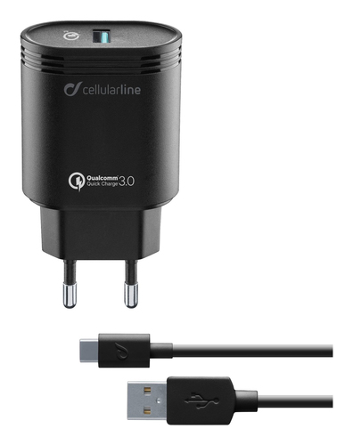 Caricabatterie USB Caricabatterie Cellular Line ACHHUKITQCTYCK CHARGER KIT 18W White (ord.min.1.00 unità)