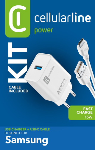 Caricabatterie USB Caricabatterie Cellular Line ACHSMKIT15WTYCW ADAPTIVE FAST CHARGER KIT (ord.min.1.00 unità)