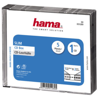 Set custodie CD e DVD Set custodie CD e DVD Hama 00051289 5 pz Slim (ord.min.1.00 unità)