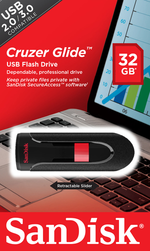 Chiavetta Sandisk SDCZ60 032G B35 CRUZER Glide Black e Red Chiavetta USB (ord.min.1.00unità)