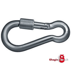 MOSCHETTONI DIN 5299 D IN ACCIAIO 2123 120 MOSCHETTONI ACC.+FERMO steel carbine-hooks Prod. SCU
