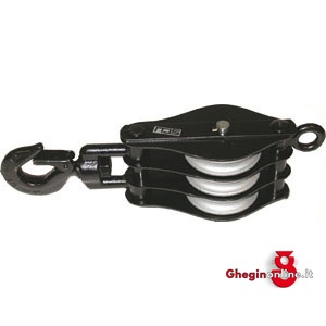 TAGLIE DI SOLLEVAMENTO PER FUNI DI CANAPA CON 3 ROTELLE 2132C 175 TAGLIE CON 3 ROTELLE pulley blocks Prod. SCU