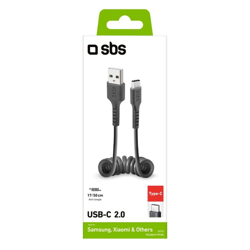 Cavo USB C Cavo USB C Sbs TECABLETYPCSK Spiralato Black (ord.min.1.00 unità)