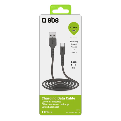 Cavo USB C Cavo USB C Sbs TECABLEMICROC15K CHARGING DATA CABLE 2.0 Black (ord.min.1.00 unità)