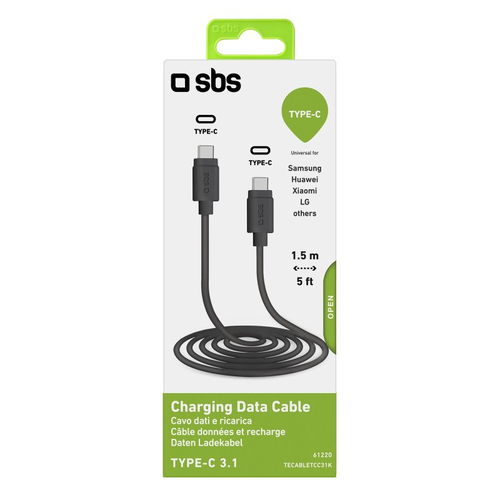 Cavo USB C Cavo USB C Sbs TECABLETCC31K CHARGING DATA CABLE 60W Black (ord.min.1.00 unità)