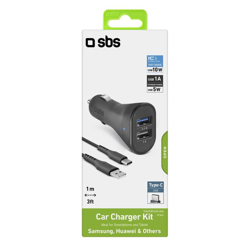 Caricabatterie accendisigari Caricabatterie accendisigari Sbs TEKITCRC2U21AUL CAR CHARGER KIT 12W B (ord.min.1.00 unità)