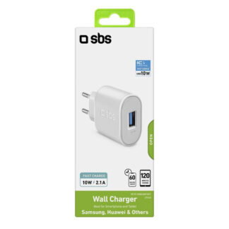 Caricabatterie USB Caricabatterie Sbs TETR1USB2AWFAST WALL CHARGER 10W Fast White (ord.min.1.00 unità)