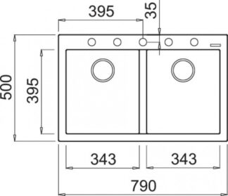 Lavello Lavello Elleci LKQ35086 QUADRA 350 Nero (ord.min.1.00 unità)