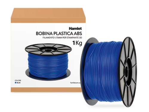 Bobina filo stampa 3D Bobina filo stampa 3D Hamlet HP3DXROLBL Filamento Abs 1,75 mm Blu (ord.min.1.00 unità)