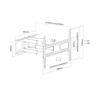 Supporto monitor TV parete Supporto monitor TV parete Itb RO17 99 1205 VALUE a pantografo Black (ord.min.1.00 unità)