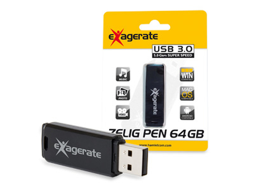 Chiavetta Hamlet XZP64GBU3 ZELIG PEN 3.0 Black Chiavetta USB (ord.min.1.00unità)