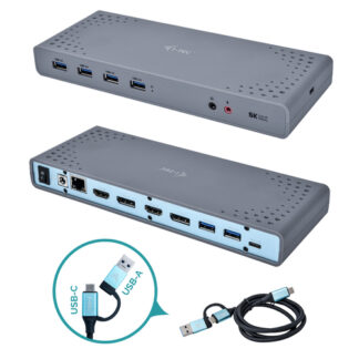 Hub multiporta HUB i tec CADUAL4KDOCK Usb C 5K 60Hz Universal Dock Black e Cyan (ord.min.1.00 unità)