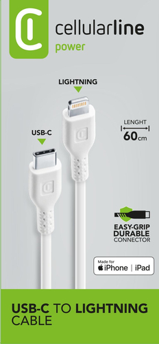 Cavo Lightning Cavo Lightning Cellular Line USBDATAC2LMFI60CMW Certificato Apple Mfi (ord.min.1.00 unità)