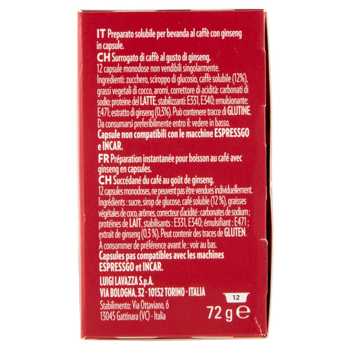 Capsula Capsule Lavazza 8812 Caffè al ginseng (ord.min.1.00 unità)