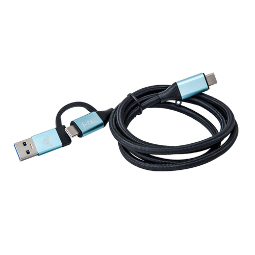 Cavo USB C Cavo USB C i tec C31USBCACBL 2In1 Black e Cyan (ord.min.1.00 unità)