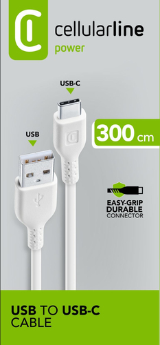 Cavo USB C Cavo USB C Cellular Line USBDATACUSBC3MW POWER CABLE Home Xl White (ord.min.1.00 unità)