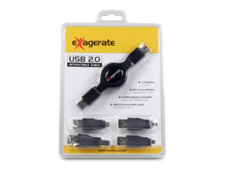 Cavo USB Cavo USB Hamlet XRCU2 Retrattile con 4 Adattatori Black (ord.min.1.00 unità)