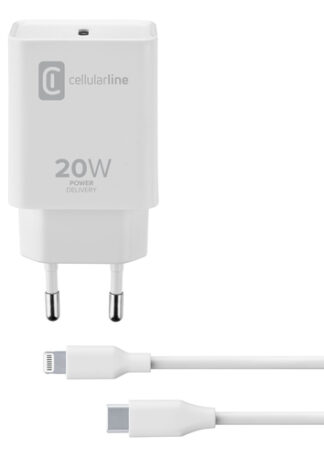 Caricabatterie USB Caricabatterie Cellular Line ACHIPDKITC2LMFI20W CHARGER KIT 20W Power (ord.min.1.00 unità)