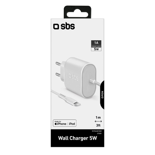 Caricabatterie USB Caricabatterie Sbs TETRLHSTD89 WALL CHARGER 5W White (ord.min.1.00 unità)
