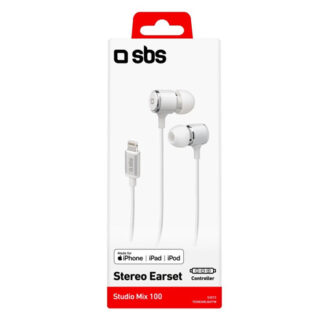 Auricolari microfono filo Sbs TEINEARLIGHTW STUDIO MIX 100 Mfi White Auricolari microfono filo (ord.min.1.00unità)