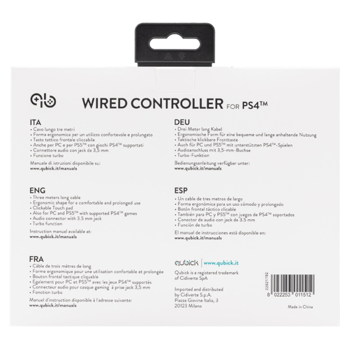 Gamepad Gamepad Qubick ACP40169 PLAYSTATION 4 Black & White 2.0 Wired White e (ord.min.1.00 unità)