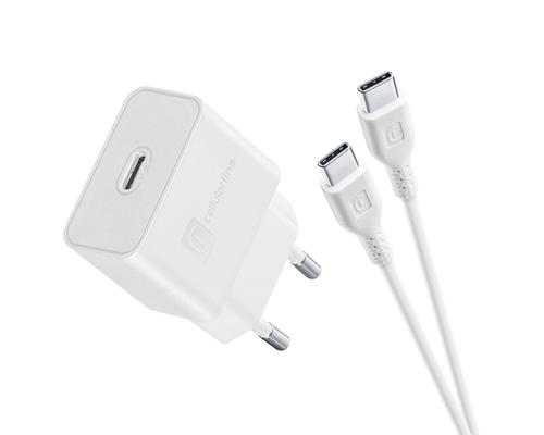 Caricabatterie USB Caricabatterie Cellular Line ACHSMKITC2C15WW CHARGER KIT 15W Bianco (ord.min.1.00 unità)
