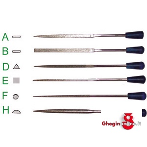 LIME AD AGO DIAMANTATE PER METALLI LUNGH. MM 100 (SUP DIAMANT MM 50); GRANA FINE (D91) 2309GH LIME AD AGO DIAMANTATE diamond needle files Prod. SCU