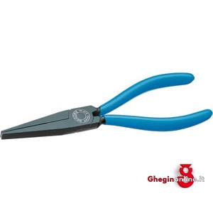 PINZE CON BECCHI PIATTI LUNGHI TESTA LACCATA NERA E IMPUGNATURE PLASTIFICATE 230G 160 PINZE BECCHI PIATTI L. long flat nose pliers Orig. Gedore