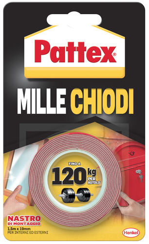 Nastro biadesivo Nastro biadesivo Pattex 2857838 MILLE CHIODI Extra Forte Bianco (ord.min.1.00 unità)