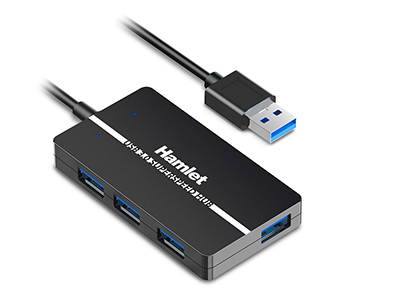 Hub USB Hub USB Hamlet XHUB 04U3P 3.0 Black (ord.min.1.00 unità)