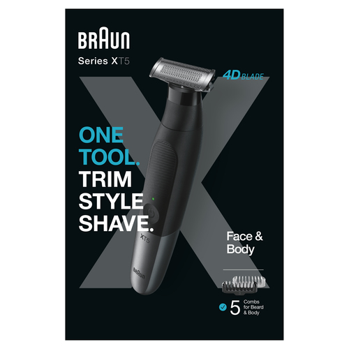 Rasoio barba elettrico Rasoio barba Braun XT5100 SERIES X 4D Blade Face&Body Black e Grey (ord.min.1.00 unità)