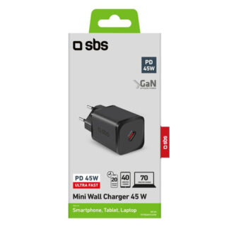 Caricabatterie USB Caricabatterie Sbs TETRGAN1C45W MINI WALL CHARGER 45W GaN Power Delive (ord.min.1.00 unità)