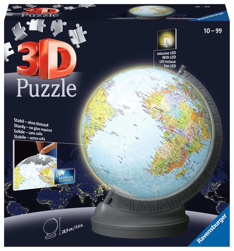 Puzzle Puzzle Ravensburger 11549 3D Mappamondo luminoso (ord.min.1.00 unità)