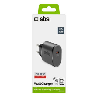 Caricabatterie USB Caricabatterie Sbs TETR1CPD25 WALL CHARGER 25W Power Delivery Black (ord.min.1.00 unità)