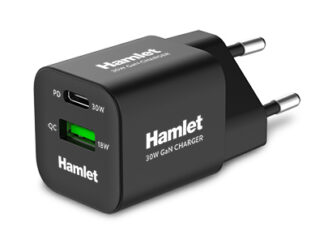 Caricabatterie USB Caricabatterie Hamlet XPDC G3018Q 30W Dual Port GaN Power Delivery Bla (ord.min.1.00 unità)