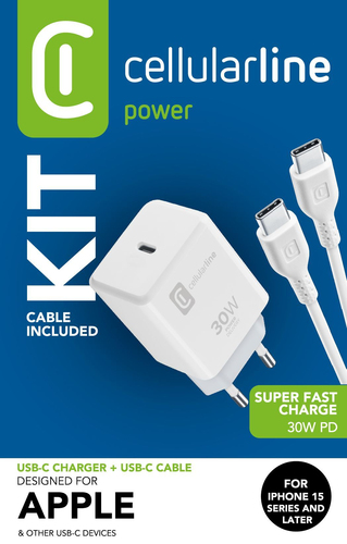 Caricabatterie Cellular Line ACHIPHKITC2CPD30WW CHARGER KIT 30W Power Caricabatterie USB (ord.min.1.00unità)