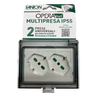 Scatola elettrica Fanton 421021PAR OPERA PLUS con doppia presa protett Scatola elettrica completa (ord.min.1.00unità)