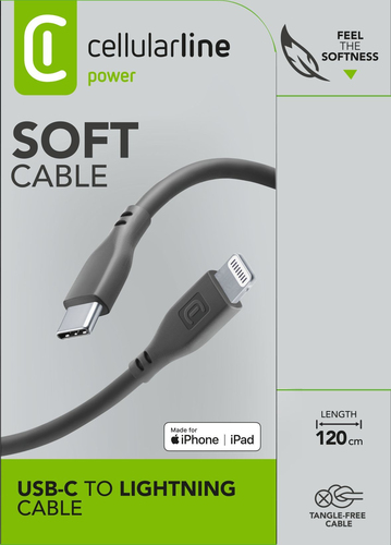 Cavo Lightning Cavo Lightning Cellular Line USBDATASOFTC2LMFIK SOFT CABLE Certificato (ord.min.1.00 unità)