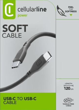 Cavo USB C Cavo USB C Cellular Line USBDATASOFTC2CK SOFT CABLE Antigroviglio Blac (ord.min.1.00 unità)