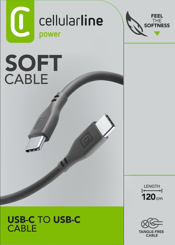 Cavo USB C Cavo USB C Cellular Line USBDATASOFTC2CK SOFT CABLE Antigroviglio Blac (ord.min.1.00 unità)