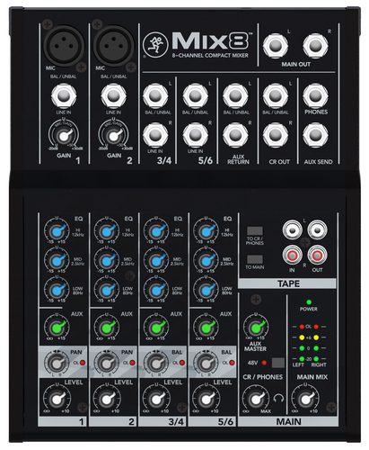 Mixer disc jockey Mixer disc jockey Mackie MIX8 MIX SERIES 8 Black (ord.min.1.00 unità)