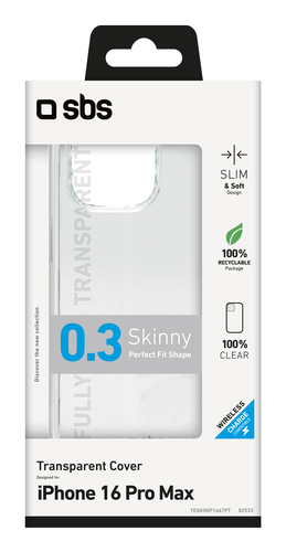Cover Cover Sbs TESKINIP1667PT IPHONE 16 Pro Max SKINNY Clear (ord.min.1.00 unità)