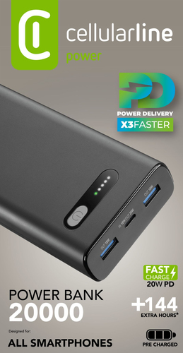 Power bank Power bank Cellular Line PBFAST01PD20000K FAST CHARGER Black (ord.min.1.00 unità)